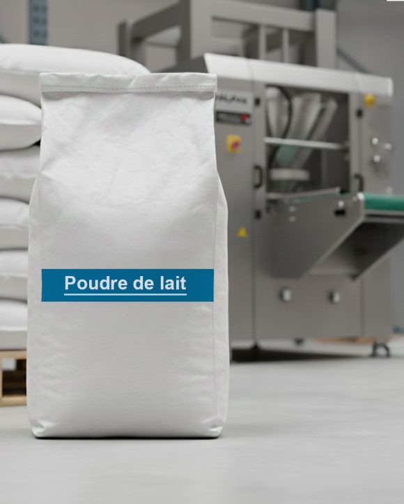 Nouvelle ensacheuse hygiénique, précise avec des cadences élevées pour de la poudre laitière