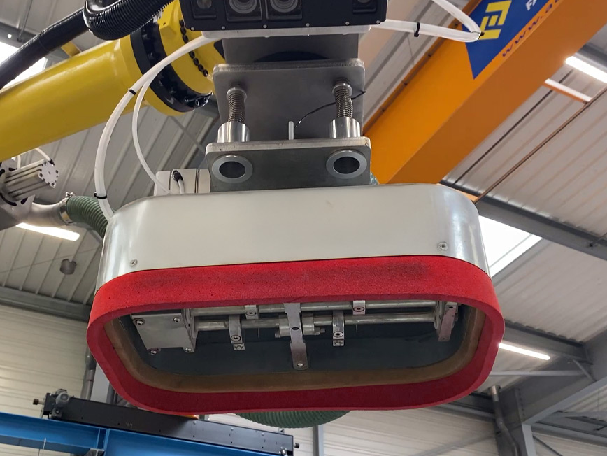Zoom sur la ventouse du palettiseur robotisé de sacs | Halpaq